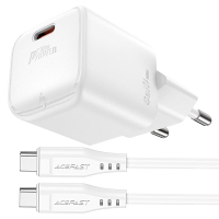 Зарядний пристрій Acefast USB-C 30W Gan A77 mini + USB-C cable Fast Charger White (6974316282853) Diawest