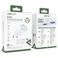 Зарядний пристрій Acefast USB-C 30W Gan A77 mini + USB-C cable Fast Charger White (6974316282853) Diawest