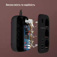 Мережевий фільтр живлення ColorWay CW-CHE34PDB 3 роз/4USB GaN3 Pro (CW-CHE34PDB) Diawest