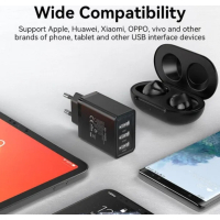 Зарядний пристрій Vention 3xUSB A 12W Black (FEAB0-EU) Diawest