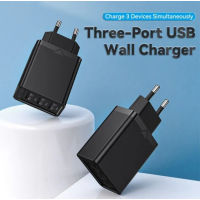 Зарядний пристрій Vention 3xUSB A 12W Black (FEAB0-EU) Diawest