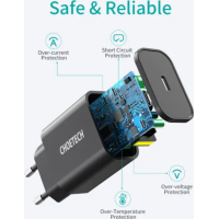 Зарядний пристрій Choetech 1xUSB 20W (1 USB-C) PD matte wall charger black (Q5004-EU-BK) Diawest