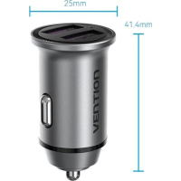 Зарядний пристрій Vention 2USB-A 30W QC3.0 Gray Mini Style Aluminium Alloy Type (FFEH0) Diawest