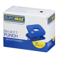 Діркопробивач Buromax пластиковий, до 20 аркушів, 120 х 82 х 53 мм, синий (BM.4017-02) Diawest