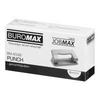 Діркопробивач Buromax металевий JOBMAX, до 10 аркушів, 100 х 55 х 50 мм, чорний (BM.4039-01) Diawest