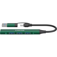 Концентратор Canyon hub DS-02 4in1 USB-A/C Green (CNS-TDS02GR) Diawest