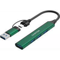 Концентратор Canyon hub DS-02 4in1 USB-A/C Green (CNS-TDS02GR) Diawest