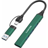 Концентратор Canyon hub DS-02 4in1 USB-A/C Green (CNS-TDS02GR) Diawest
