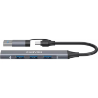 Концентратор Canyon hub DS-02 4in1 USB-A/C Grey (CNS-TDS02G) Diawest