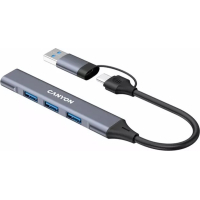 Концентратор Canyon hub DS-02 4in1 USB-A/C Grey (CNS-TDS02G) Diawest