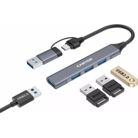Концентратор Canyon hub DS-02 4in1 USB-A/C Grey (CNS-TDS02G) Diawest