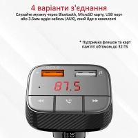 FM модулятор Promate SmarTune 2+ BLUETOOTH 5.0 USB QC 3.0 AUX/SD/USB BLACK (smartune-2+.black) Diawest