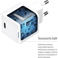 Зарядний пристрій ColorWay GaN Mini 35W PD Port PPS USB-C white (CW-CHS056PD-WT) Diawest