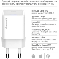 Зарядний пристрій ColorWay GaN Mini 35W PD Port PPS USB-C white (CW-CHS056PD-WT) Diawest