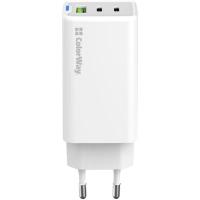 Зарядний пристрій ColorWay GaN Mini 65W PD Port PPS USB (USB-2C1A) white (CW-CHS058PD-WT) Diawest