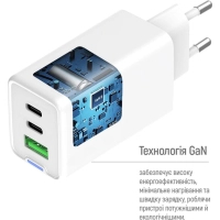 Зарядний пристрій ColorWay GaN Mini 65W PD Port PPS USB (USB-2C1A) white (CW-CHS058PD-WT) Diawest
