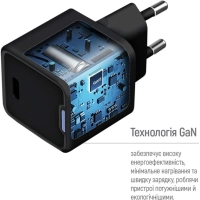 Зарядний пристрій ColorWay GaN Mini 25W PD Port PPS USB-C black (CW-CHS052PD-BK) Diawest