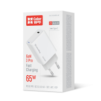 Зарядний пристрій ColorWay GaN Mini 65W PD Port PPS USB-C white (CW-CHS049PD-WT) Diawest
