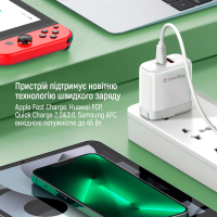 Зарядний пристрій ColorWay GaN Mini 25W PD Port PPS USB-C white (CW-CHS052PD-WT) Diawest