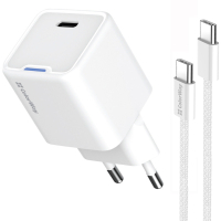 Зарядний пристрій ColorWay GaN Mini 30W PD Port PPS USB (Type-C PD + USB QC4.0) cable Type-C (CW-CHS053PDC-WT) Diawest