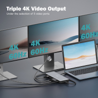 Порт-реплікатор Digitus USB-C > 3xHDMI/2xDP/4xUSB-A/USB-C/RJ54/DC/Audio (DA-70918) Diawest