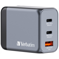 Зарядний пристрій Verbatim GaN 65 W 3 ports (2xUSB-C-65 W /USB-A -3.0) (32201) Diawest