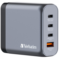Зарядний пристрій Verbatim GaN 140 W 4 ports (2xUSB-C-140 W,USB-C 20 W /USB-A -3.0) (32203) Diawest