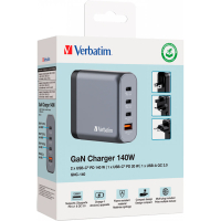 Зарядний пристрій Verbatim GaN 140 W 4 ports (2xUSB-C-140 W,USB-C 20 W /USB-A -3.0) (32203) Diawest