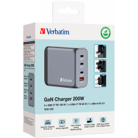 Зарядний пристрій Verbatim GaN 200 W 4 ports (2xUSB-C-100 W,USB-C-65 W /USB-A -3.0) (32204) Diawest