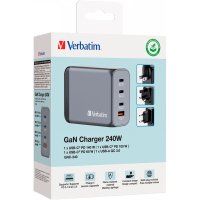 Зарядний пристрій Verbatim GaN 240 W 4 ports (USB-C-140 W,USB-C-100 W,USB-C-65 W /USB-A -3.0) (32205) Diawest