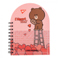Блокнот Yes В6+ подвійна cпіраль з пластиковою кишенею Line Friends крапка (151791) Diawest