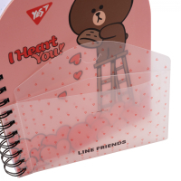Блокнот Yes В6+ подвійна cпіраль з пластиковою кишенею Line Friends крапка (151791) Diawest