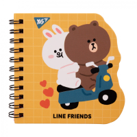 Блокнот Yes 100x100 мм 30 аркушів подвійна спіраль Line Friends yellow крапки (151812) Diawest
