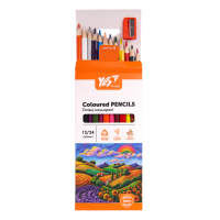 Олівці кольорові Yes Orange Line 12/24 кольорів з точилкою (290755) Diawest