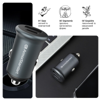 Зарядний пристрій Armorstandart USB Type-C PD20W + USB QC 3.0 Grey + cable Lightning (ARM82460) Diawest