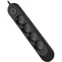 Мережевий фільтр живлення Voltronic F04U, 4роз EU, 3*USB Black (F04U-Black) Diawest