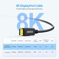 Кабель мультимедійний DisplayPort to DisplayPort 2.0m v1.4 8K60Hz Choetech (XDD01-V1-BK) Diawest