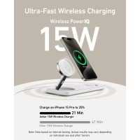 Зарядний пристрій Anker MagGo Wireless Charging Station 15W 3-in-1 Pad White (B25M1321) Diawest