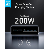 Зарядний пристрій Anker GaNPrime 200W 4xUSB-C PD + 2xUSB-A Black (A2683341) Diawest