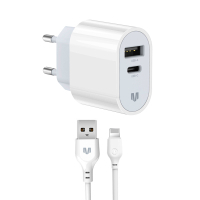 Зарядний пристрій MadeInFuture MFS12 12W 1xUSB-A + 1xUSB-C + cable USB-A to Lightning White (MIF82823) Diawest