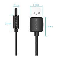 Кабель живлення USB to DC 3.5 1.0m 5V 2A PVC Black Vention (CEXBF) Diawest