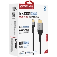 Кабель мультимедійний USB-C to HDMI 1.8m grey Promate (mediacord-8k.grey) Diawest