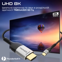 Кабель мультимедійний USB-C to HDMI 1.8m grey Promate (mediacord-8k.grey) Diawest