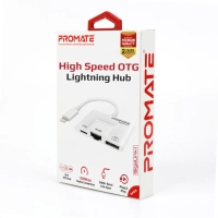 Адаптер Lightning to RJ45 Ethernet + USB 3.0 OTG + Lightning Promate (gigalink-i.white) Diawest