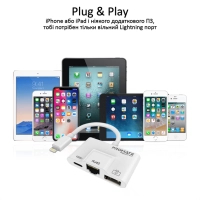 Адаптер Lightning to RJ45 Ethernet + USB 3.0 OTG + Lightning Promate (gigalink-i.white) Diawest