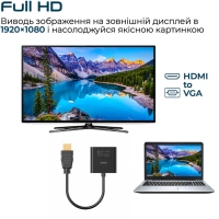 Перехідник HDMI to VGA black Promate (prolink-h2v.black) Diawest