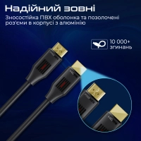 Кабель мультимедійний HDMI to HDMI 1.5m v2.0 black Promate (prolink4k60-150) Diawest