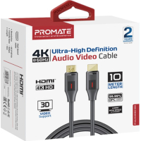 Кабель мультимедійний HDMI to HDMI 10.0m v2.0 black Promate (prolink4k60-10m) Diawest