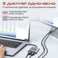 Перехідник USB-C to 2xHDMI 4K Promate (medialink-h2.grey) Diawest