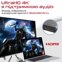 Перехідник USB-C to 2xHDMI 4K Promate (medialink-h2.grey) Diawest